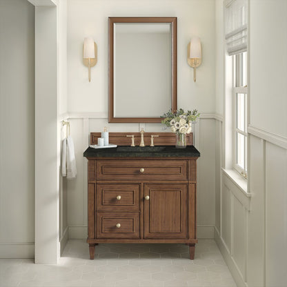 James Martin - Lorelai 36" Single Vanity, Mid-Century Walnut, w/ 3 CM Phantome Eclos Top - 424-V36-WLT-3PHT view 4