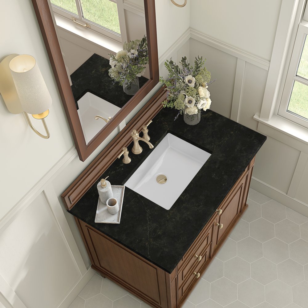 James Martin - Lorelai 36" Single Vanity, Mid-Century Walnut, w/ 3 CM Phantome Eclos Top - 424-V36-WLT-3PHT view 8