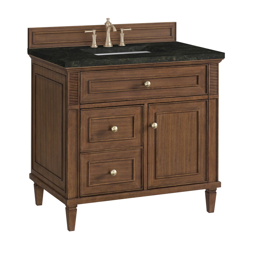 James Martin - Lorelai 36" Single Vanity, Mid-Century Walnut, w/ 3 CM Phantome Eclos Top - 424-V36-WLT-3PHT view 11