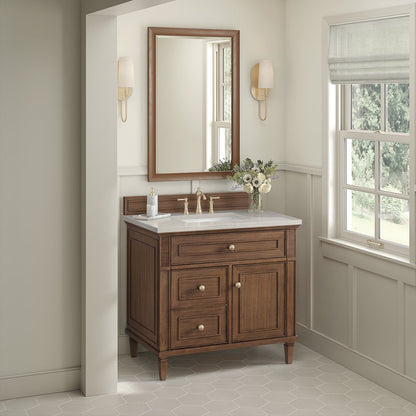 James Martin - Lorelai 36" Single Vanity, Mid-Century Walnut, w/ 3 CM Siberian Silestone Top - 424-V36-WLT-3SFR view 5