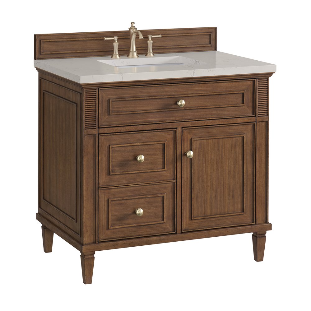 James Martin - Lorelai 36" Single Vanity, Mid-Century Walnut, w/ 3 CM Siberian Silestone Top - 424-V36-WLT-3SFR view 11