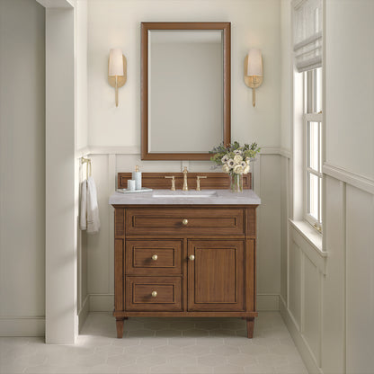 James Martin - Lorelai 36" Single Vanity, Mid-Century Walnut w/ 3 CM Victorian Silver Silestone Top - 424-V36-WLT-3VSL view 4