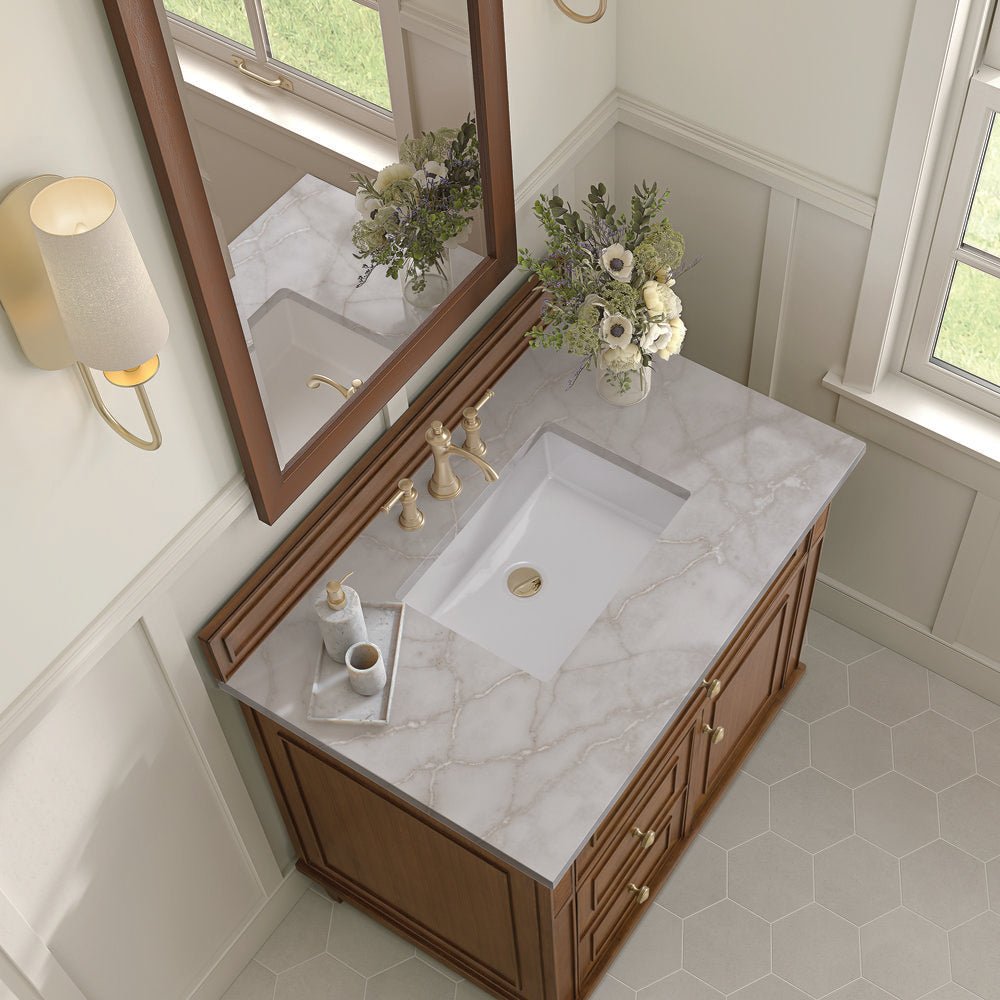 James Martin - Lorelai 36" Single Vanity, Mid-Century Walnut w/ 3 CM Victorian Silver Silestone Top - 424-V36-WLT-3VSL view 8