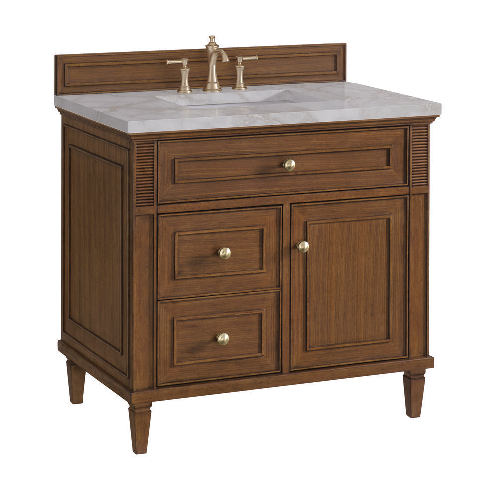 James Martin - Lorelai 36" Single Vanity, Mid-Century Walnut w/ 3 CM Victorian Silver Silestone Top - 424-V36-WLT-3VSL view 11