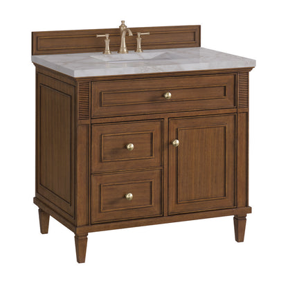 James Martin - Lorelai 36" Single Vanity, Mid-Century Walnut w/ 3 CM Victorian Silver Silestone Top - 424-V36-WLT-3VSL view 11