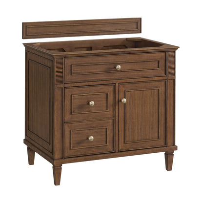 James Martin - Lorelai 36" Single Vanity, Mid-Century Walnut w/ 3 CM White Zeus Silestone Top - 424-V36-WLT-3WZ view 2