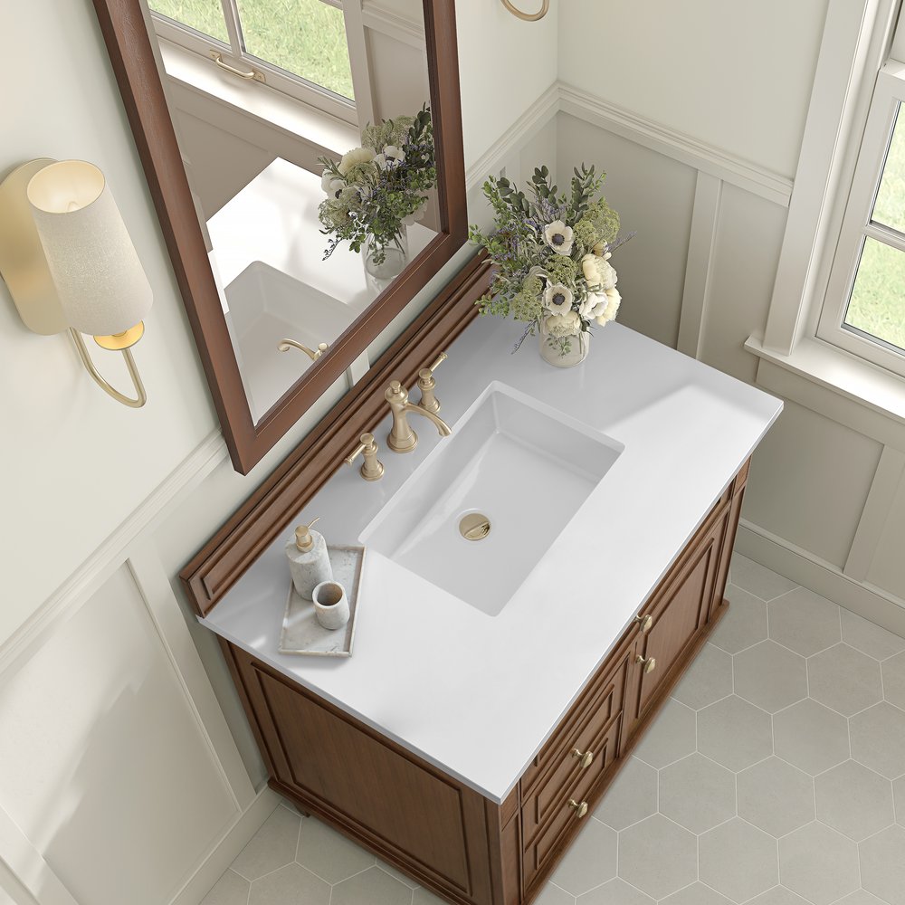 James Martin - Lorelai 36" Single Vanity, Mid-Century Walnut w/ 3 CM White Zeus Silestone Top - 424-V36-WLT-3WZ view 8