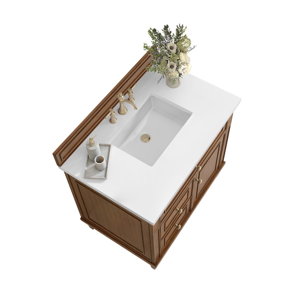 James Martin - Lorelai 36" Single Vanity, Mid-Century Walnut w/ 3 CM White Zeus Silestone Top - 424-V36-WLT-3WZ view 9
