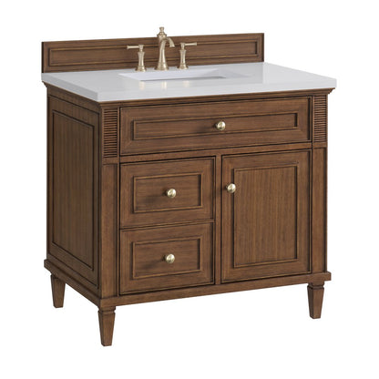 James Martin - Lorelai 36" Single Vanity, Mid-Century Walnut w/ 3 CM White Zeus Silestone Top - 424-V36-WLT-3WZ view 13