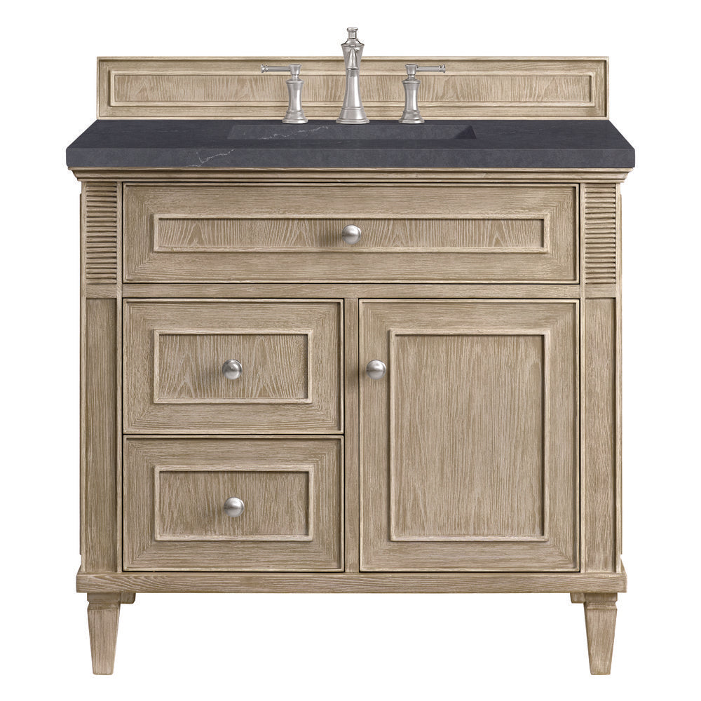 James Martin - Lorelai 36" Single Vanity, Whitewashed Oak w/ 3 CM Charcoal Soapstone Silestone Top - 424-V36-WWO-3CSP view 1
