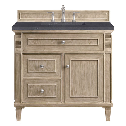 James Martin - Lorelai 36" Single Vanity, Whitewashed Oak w/ 3 CM Charcoal Soapstone Silestone Top - 424-V36-WWO-3CSP view 1