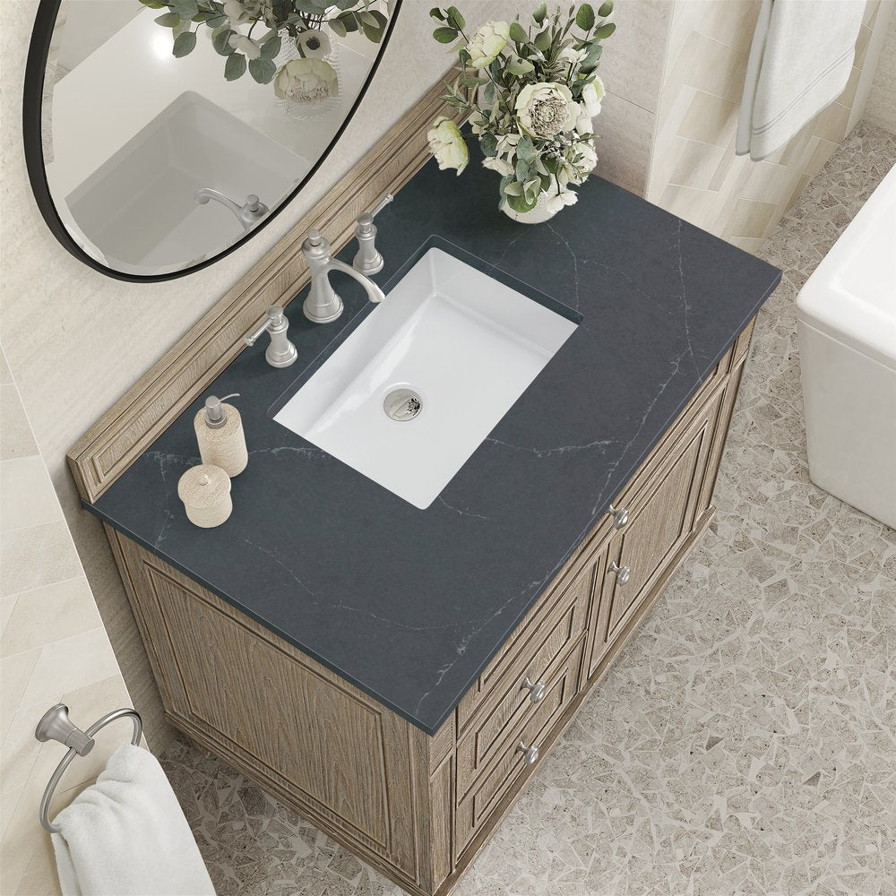 James Martin - Lorelai 36" Single Vanity, Whitewashed Oak w/ 3 CM Charcoal Soapstone Silestone Top - 424-V36-WWO-3CSP view 5
