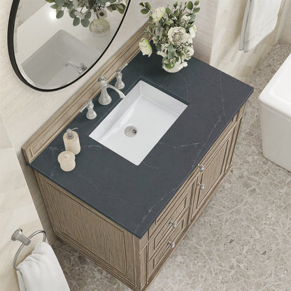 James Martin - Lorelai 36" Single Vanity, Whitewashed Oak w/ 3 CM Charcoal Soapstone Silestone Top - 424-V36-WWO-3CSP view 5