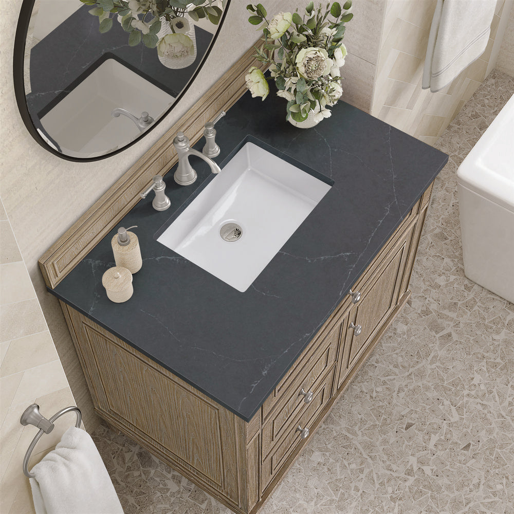 James Martin - Lorelai 36" Single Vanity, Whitewashed Oak w/ 3 CM Charcoal Soapstone Silestone Top - 424-V36-WWO-3CSP view 6