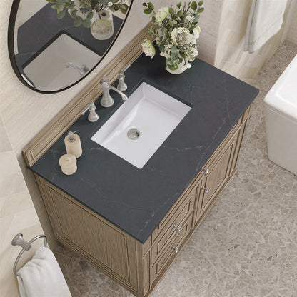 James Martin - Lorelai 36" Single Vanity, Whitewashed Oak w/ 3 CM Charcoal Soapstone Silestone Top - 424-V36-WWO-3CSP view 6