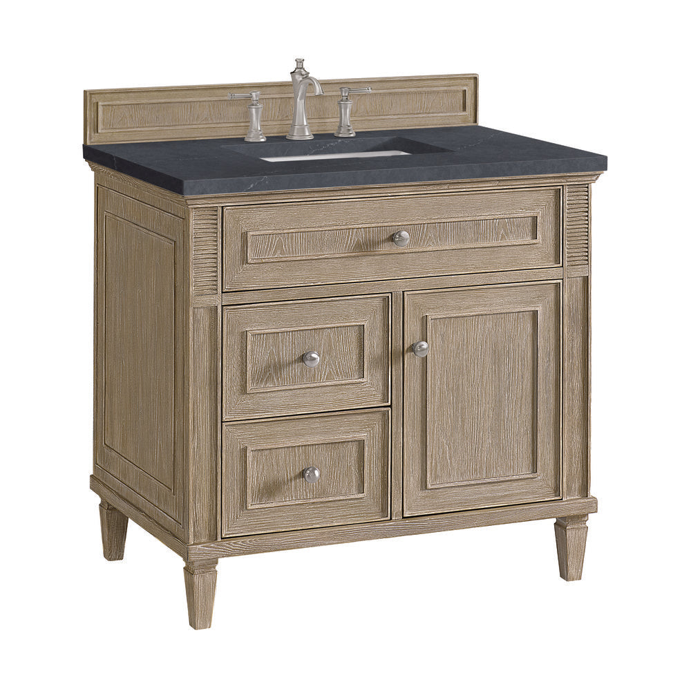 James Martin - Lorelai 36" Single Vanity, Whitewashed Oak w/ 3 CM Charcoal Soapstone Silestone Top - 424-V36-WWO-3CSP view 7