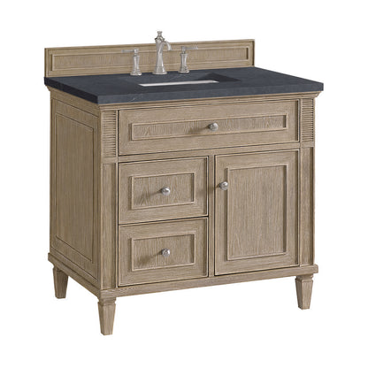James Martin - Lorelai 36" Single Vanity, Whitewashed Oak w/ 3 CM Charcoal Soapstone Silestone Top - 424-V36-WWO-3CSP view 7
