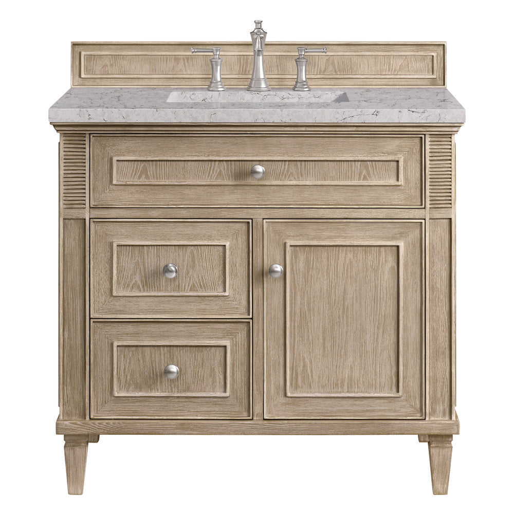 James Martin - Lorelai 36" Single Vanity, Whitewashed Oak w/ 3 CM Eternal Jasmine Pearl Silestone Top - 424-V36-WWO-3EJP view 1