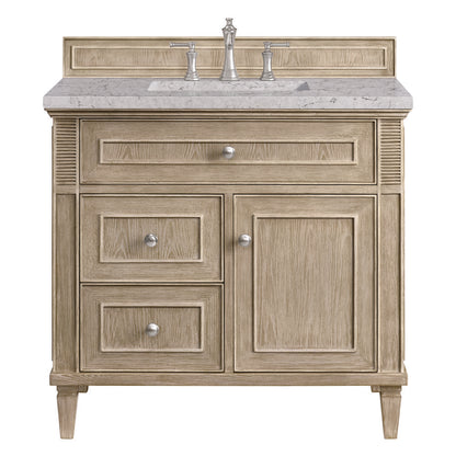 James Martin - Lorelai 36" Single Vanity, Whitewashed Oak w/ 3 CM Eternal Jasmine Pearl Silestone Top - 424-V36-WWO-3EJP view 1