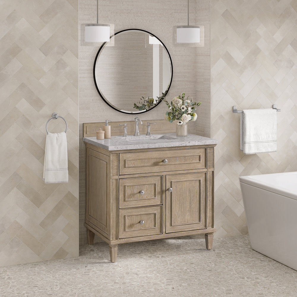 James Martin - Lorelai 36" Single Vanity, Whitewashed Oak w/ 3 CM Eternal Jasmine Pearl Silestone Top - 424-V36-WWO-3EJP view 4