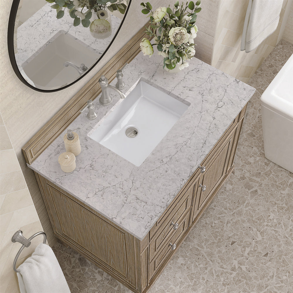 James Martin - Lorelai 36" Single Vanity, Whitewashed Oak w/ 3 CM Eternal Jasmine Pearl Silestone Top - 424-V36-WWO-3EJP view 7