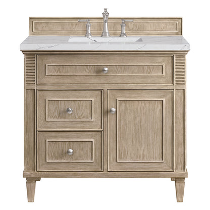 James Martin - Lorelai 36" Single Vanity, Whitewashed Oak w/ 3 CM Ethereal Noctis Silestone Top - 424-V36-WWO-3ENC view 1