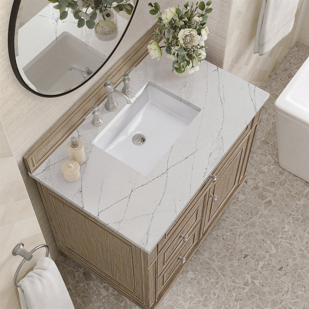 James Martin - Lorelai 36" Single Vanity, Whitewashed Oak w/ 3 CM Ethereal Noctis Silestone Top - 424-V36-WWO-3ENC view 7