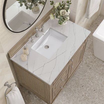 James Martin - Lorelai 36" Single Vanity, Whitewashed Oak w/ 3 CM Ethereal Noctis Silestone Top - 424-V36-WWO-3ENC view 7