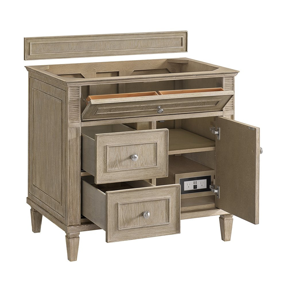 James Martin - Lorelai 36" Single Vanity, Whitewashed Oak w/ 3 CM Ethereal Noctis Silestone Top - 424-V36-WWO-3ENC view 8