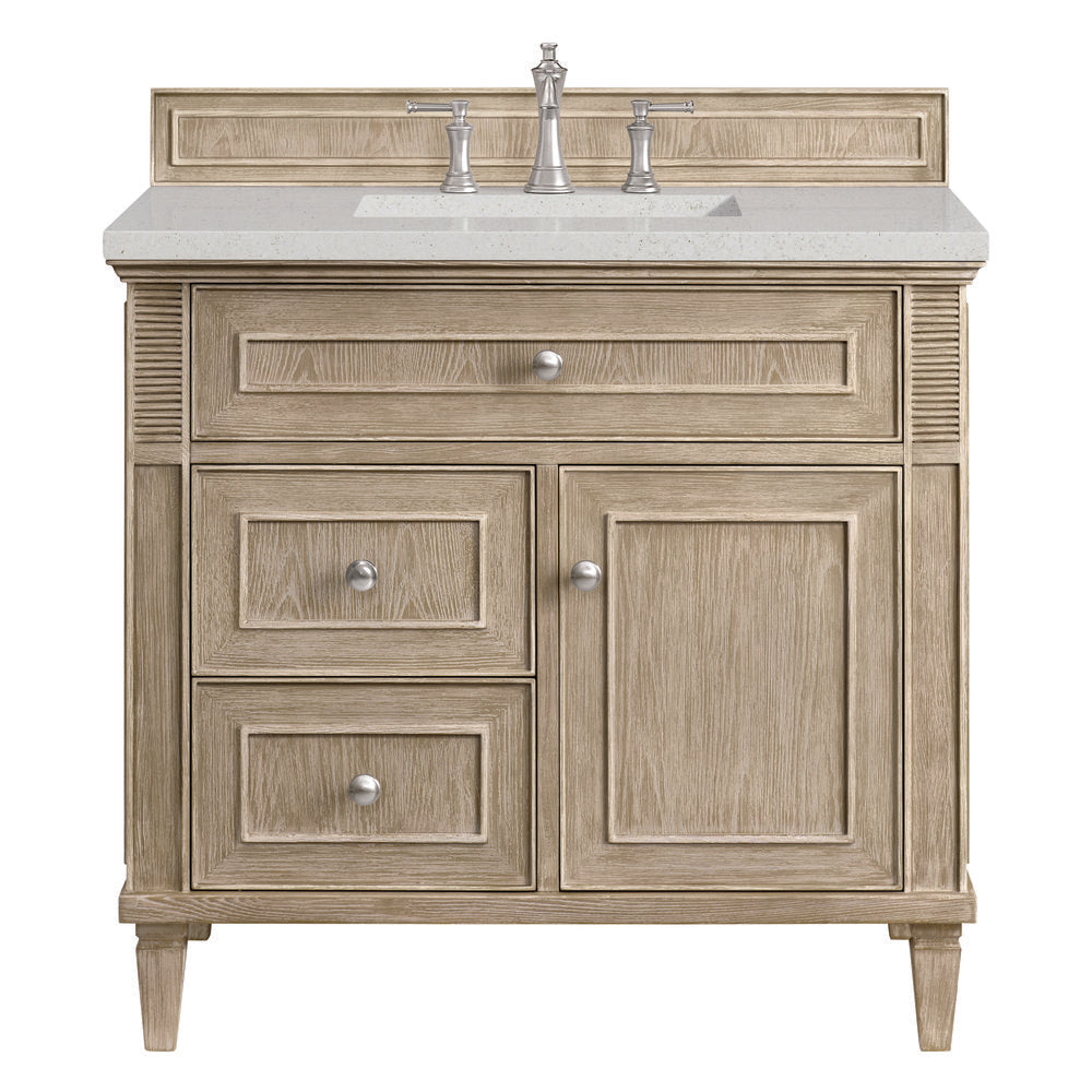 James Martin - Lorelai 36" Single Vanity, Whitewashed Oak w/ 3 CM Lime Delight Silestone Top - 424-V36-WWO-3LDL view 1
