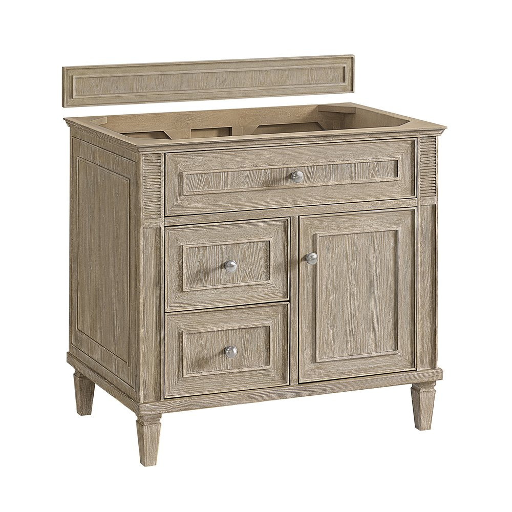 James Martin - Lorelai 36" Single Vanity, Whitewashed Oak w/ 3 CM Lime Delight Silestone Top - 424-V36-WWO-3LDL view 2