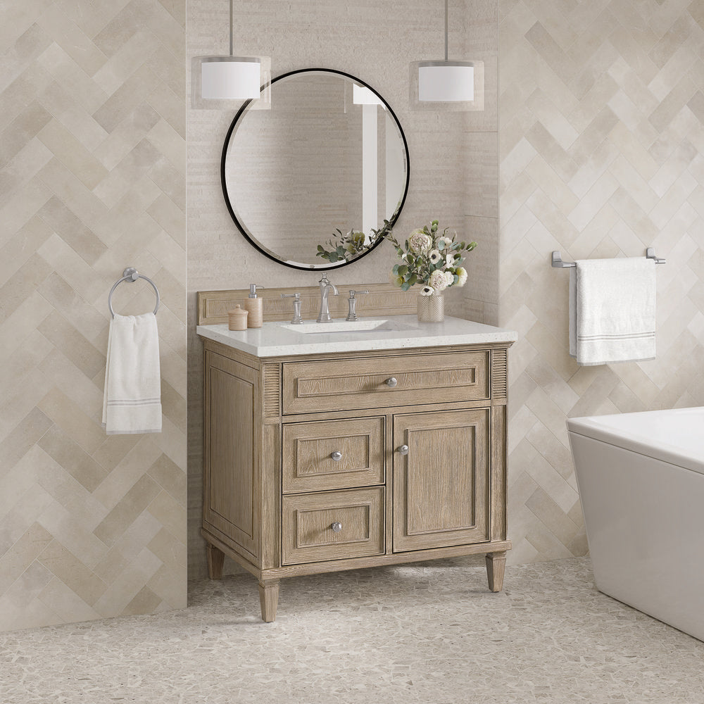 James Martin - Lorelai 36" Single Vanity, Whitewashed Oak w/ 3 CM Lime Delight Silestone Top - 424-V36-WWO-3LDL view 4