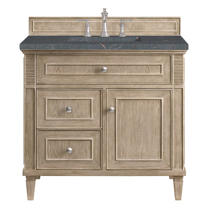 James Martin - Lorelai 36" Single Vanity, Whitewashed Oak w/ 3 CM Parisien Bleu Silestone Top - 424-V36-WWO-3PBL view 1