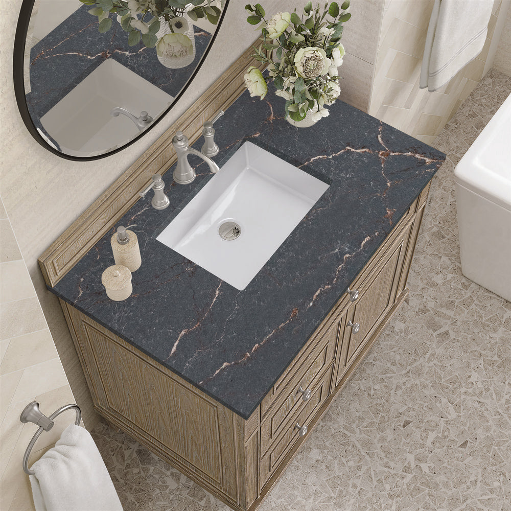 James Martin - Lorelai 36" Single Vanity, Whitewashed Oak w/ 3 CM Parisien Bleu Silestone Top - 424-V36-WWO-3PBL view 7