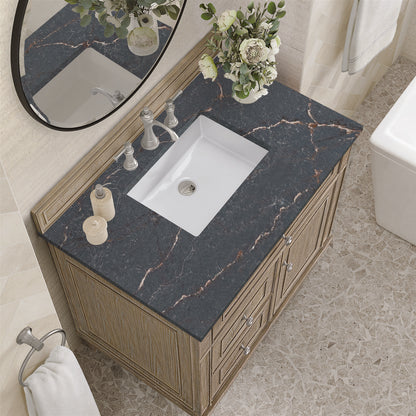 James Martin - Lorelai 36" Single Vanity, Whitewashed Oak w/ 3 CM Parisien Bleu Silestone Top - 424-V36-WWO-3PBL view 7