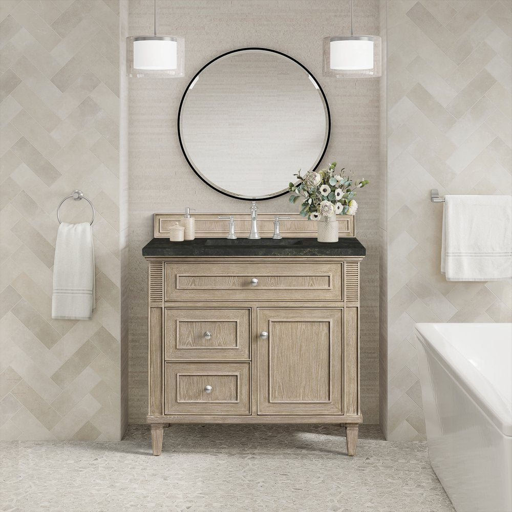 James Martin - Lorelai 36" Single Vanity, Whitewashed Oak, w/ 3 CM Phantome Eclos Top - 424-V36-WWO-3PHT view 3