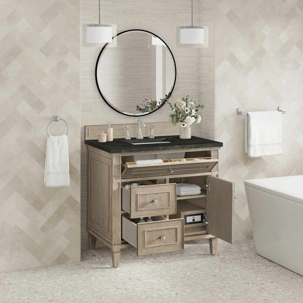 James Martin - Lorelai 36" Single Vanity, Whitewashed Oak, w/ 3 CM Phantome Eclos Top - 424-V36-WWO-3PHT view 5