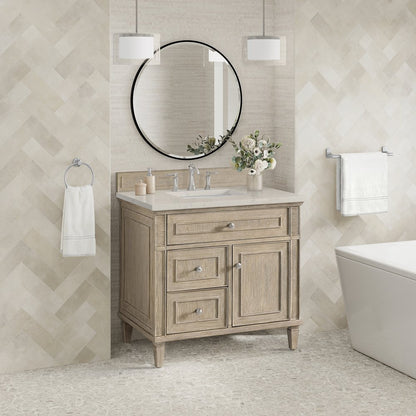 James Martin - Lorelai 36" Single Vanity, Whitewashed Oak, w/ 3 CM Siberian Silestone Top - 424-V36-WWO-3SFR view 4