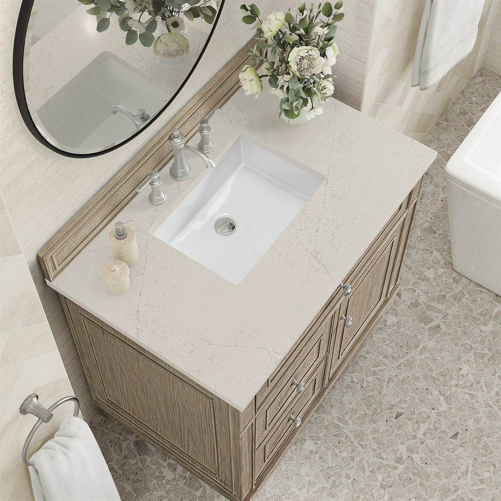 James Martin - Lorelai 36" Single Vanity, Whitewashed Oak, w/ 3 CM Siberian Silestone Top - 424-V36-WWO-3SFR view 7
