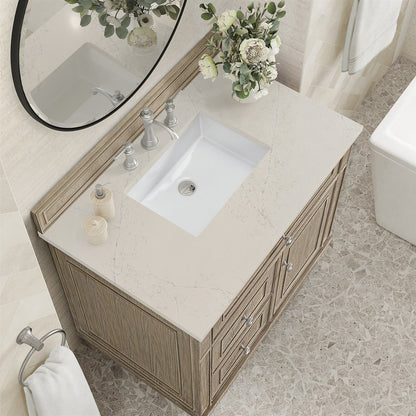 James Martin - Lorelai 36" Single Vanity, Whitewashed Oak, w/ 3 CM Siberian Silestone Top - 424-V36-WWO-3SFR view 7
