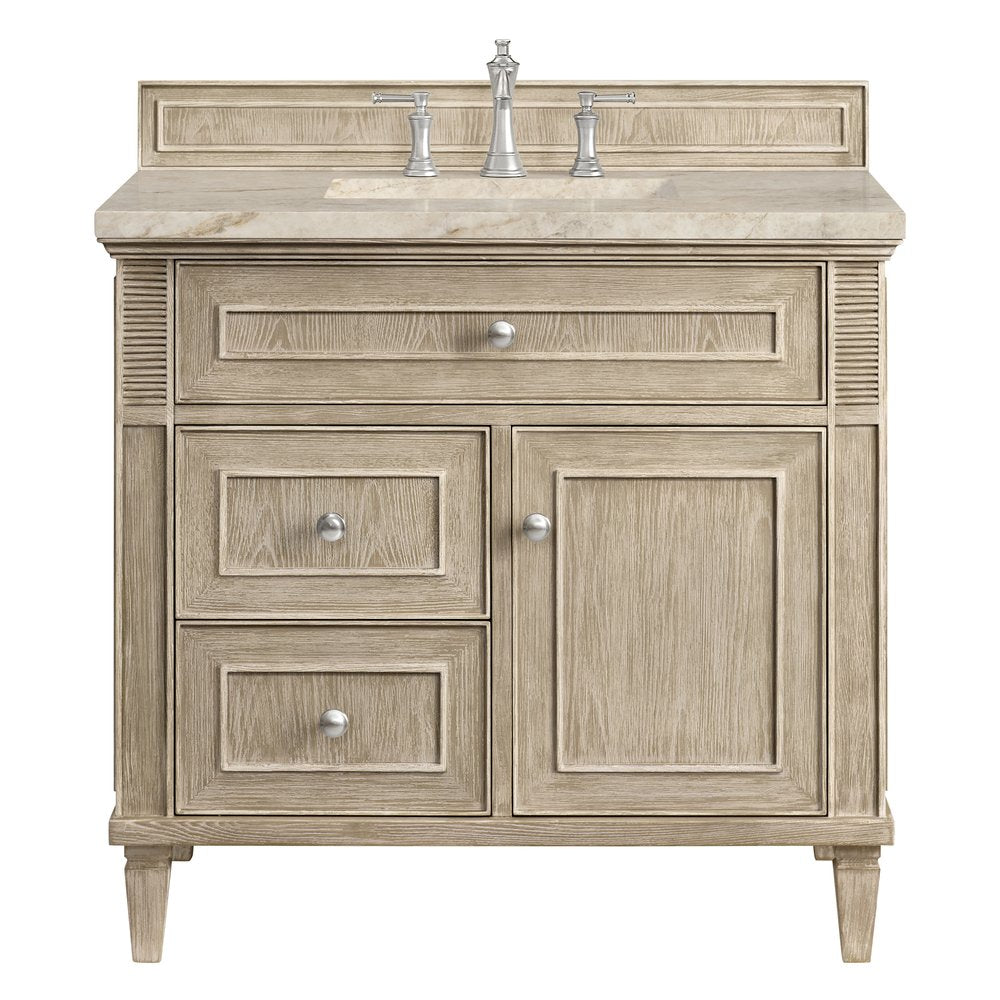 James Martin - Lorelai 36" Single Vanity, Whitewashed Oak, w/ 3 CM Tajnar Eclos Top - 424-V36-WWO-3TJR view 1