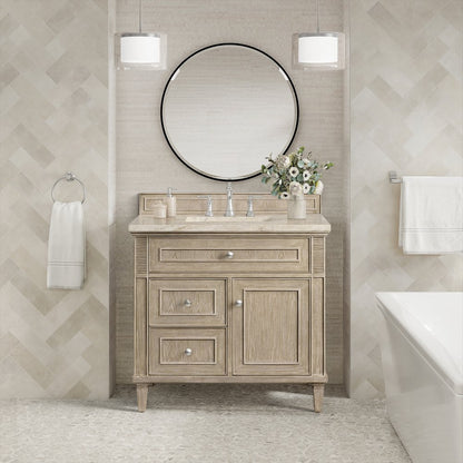 James Martin - Lorelai 36" Single Vanity, Whitewashed Oak, w/ 3 CM Tajnar Eclos Top - 424-V36-WWO-3TJR view 3