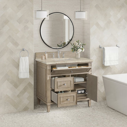 James Martin - Lorelai 36" Single Vanity, Whitewashed Oak, w/ 3 CM Tajnar Eclos Top - 424-V36-WWO-3TJR view 5