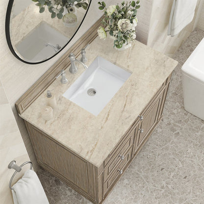 James Martin - Lorelai 36" Single Vanity, Whitewashed Oak, w/ 3 CM Tajnar Eclos Top - 424-V36-WWO-3TJR view 7