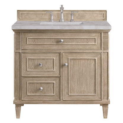 James Martin - Lorelai 36" Single Vanity, Whitewashed Oak w/ 3 CM Victorian Silver Silestone Top - 424-V36-WWO-3VSL view 1