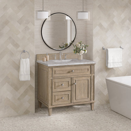 James Martin - Lorelai 36" Single Vanity, Whitewashed Oak w/ 3 CM Victorian Silver Silestone Top - 424-V36-WWO-3VSL view 4
