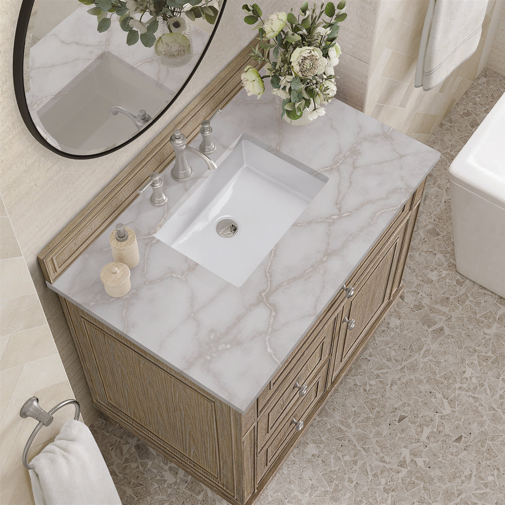 James Martin - Lorelai 36" Single Vanity, Whitewashed Oak w/ 3 CM Victorian Silver Silestone Top - 424-V36-WWO-3VSL view 7