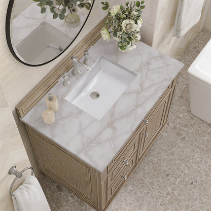 James Martin - Lorelai 36" Single Vanity, Whitewashed Oak w/ 3 CM Victorian Silver Silestone Top - 424-V36-WWO-3VSL view 7