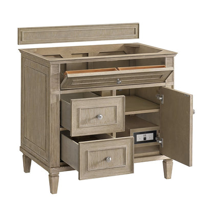 James Martin - Lorelai 36" Single Vanity, Whitewashed Oak w/ 3 CM Victorian Silver Silestone Top - 424-V36-WWO-3VSL view 8