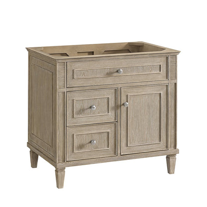 James Martin - Lorelai 36" Single Vanity, Whitewashed Oak w/ 3 CM White Zeus Silestone Top - 424-V36-WWO-3WZ view 2